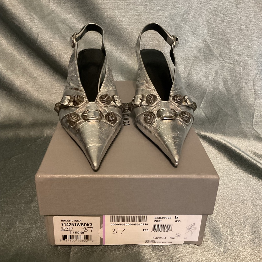 BALENCIAGa Slingback silver studded pumps - Picture 4 of 4